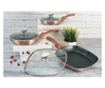 Σετ 3 μαρμάρινες τηγάνια με καπάκι Rose Gold Berlinger Haus BH 6195