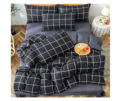 Set lenjerie de pat dublu, satin, 4 piese, multicolor, bumbac satinat, Casa de Vis Online, A50-652