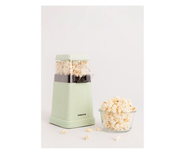 Popcorn gép Retro CREATE, kapacitása 80 g, mindössze 3 perc alatt kész, könnyen használható, 1200 W, adagolókanál, kicsi és komp