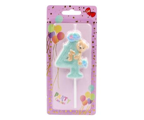 Свещ за рожден ден, детска, номер 4, Giftdesign, 8 см