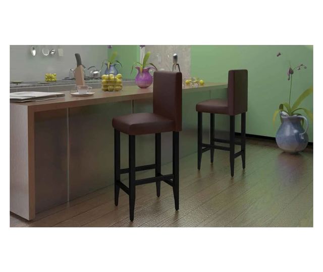 Barski stoli, 4 kosi, temno rjava, umetno usnje