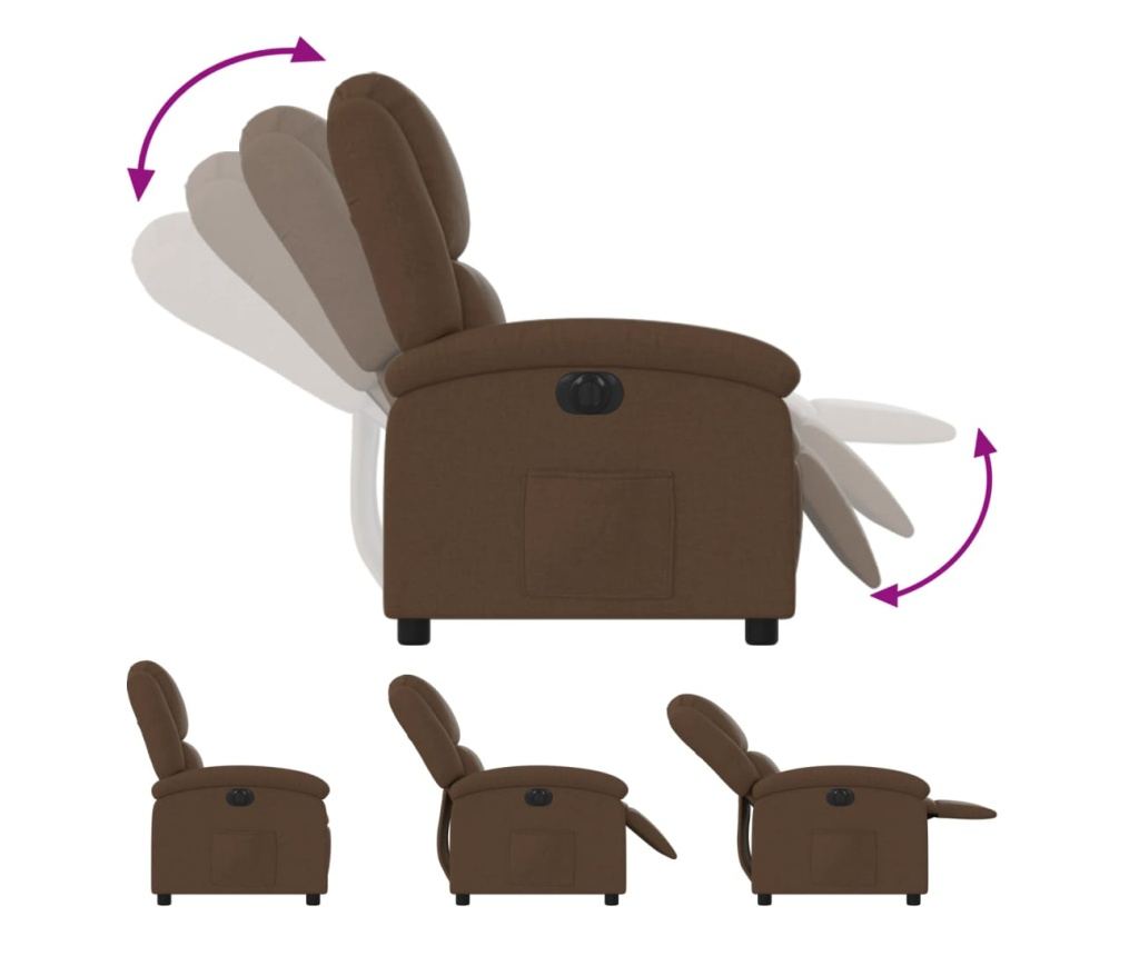 Električni naslanjač na razteg, rjav, blago - 7