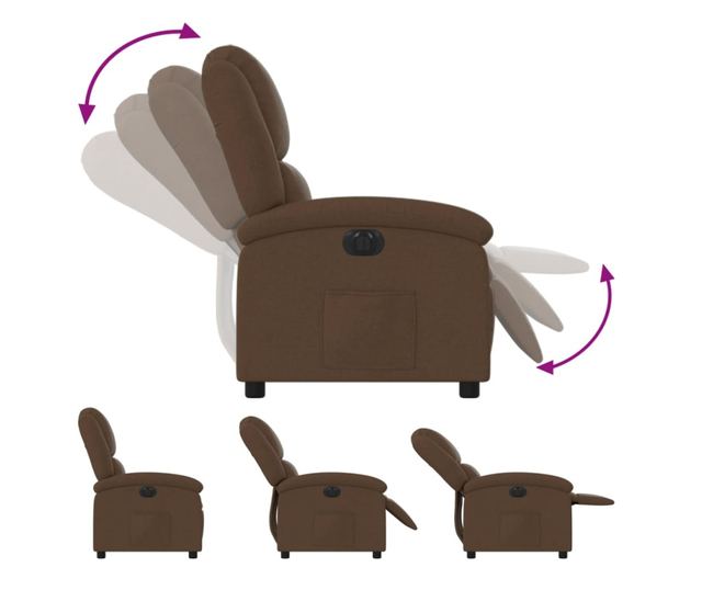 Електрически реклайнер фотьойл, кафяв, текстилна материя
