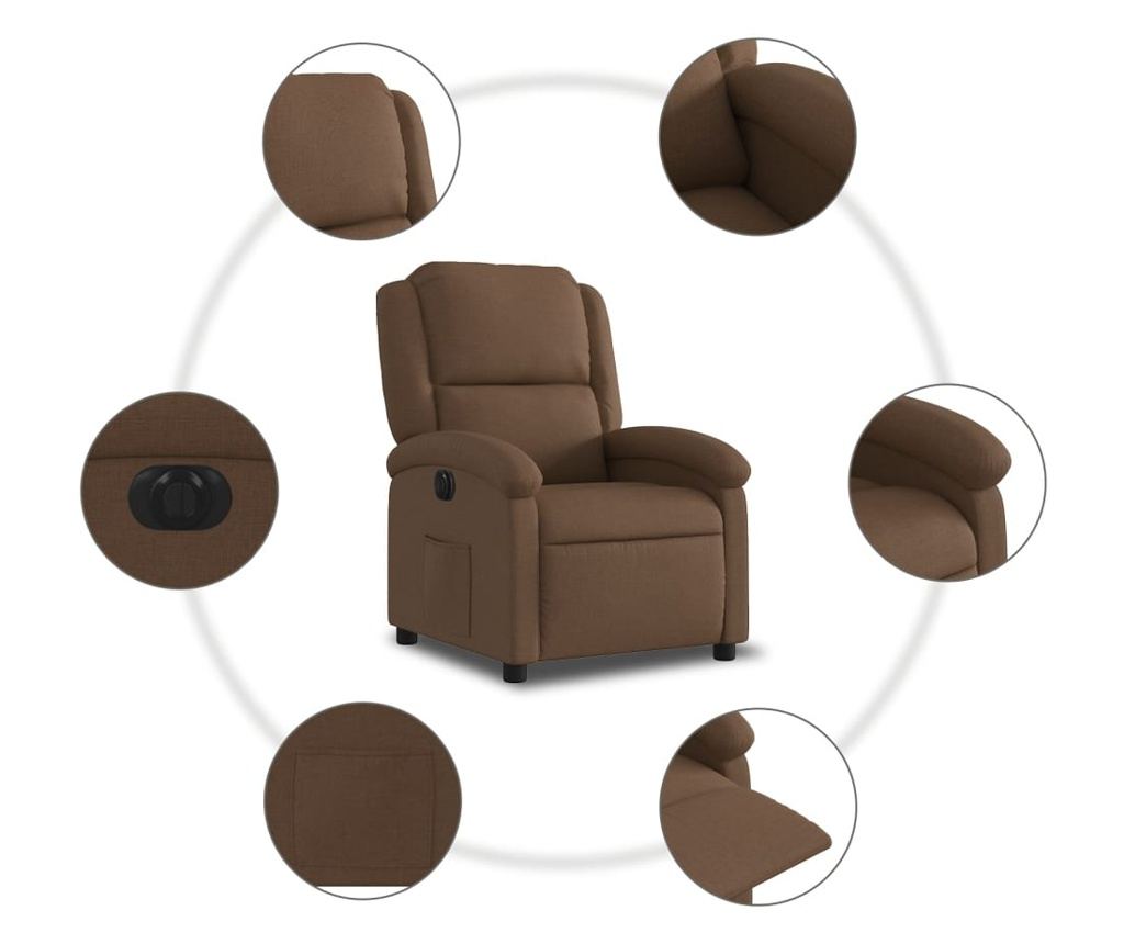 Električni naslanjač na razteg, rjav, blago - 8