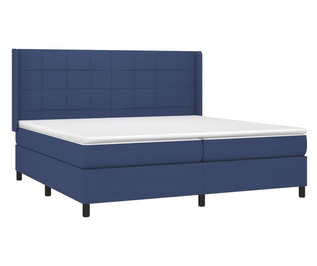 Боксспринг легло с матрак, синьо, 200x200 см, текстил - 3
