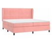 Боксспринг легло с матрак, розово, 200x200 см, кадифе thumbnail 3