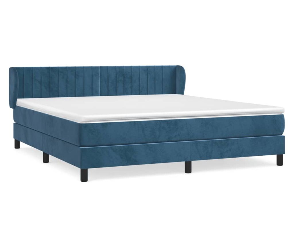 Boxspring krevet s madracem, tamnoplavi, 160x200 cm, baršun - 2