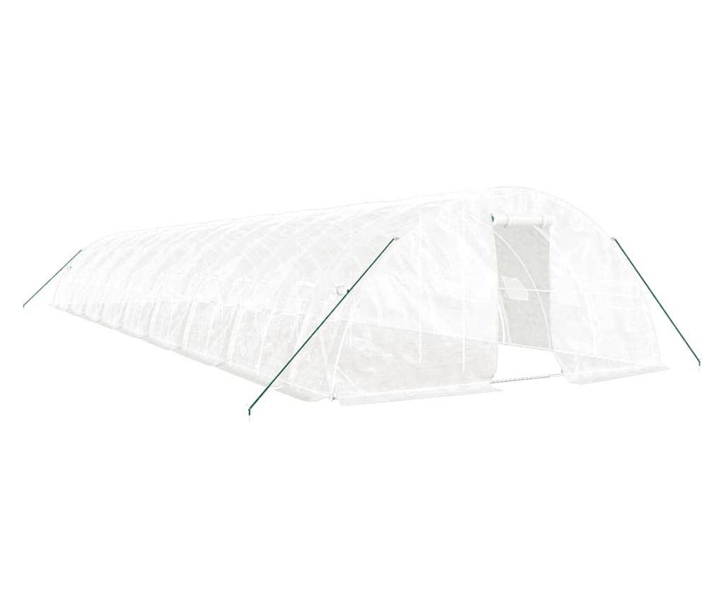 Оранжерия с метална рамка, бяла, 90 кв.м, 18x5x2,3 м - 2