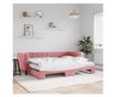 Daybed με επέκταση και στρώμα, Ροζ, 80x200 εκ., Βελούδο thumbnail 1