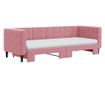 Daybed με επέκταση και στρώμα, Ροζ, 80x200 εκ., Βελούδο thumbnail 3