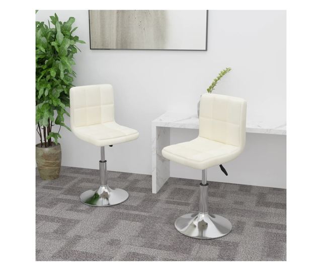 Vrtljivi jedilni stoli, 2 kosa, kremni, blago