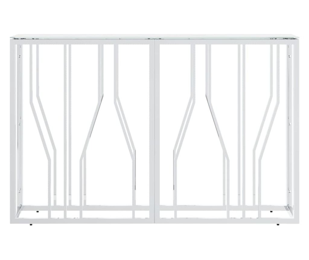 Konzolni stol, srebrni, 110x30x70 cm, nehrđajući čelik i staklo - 3