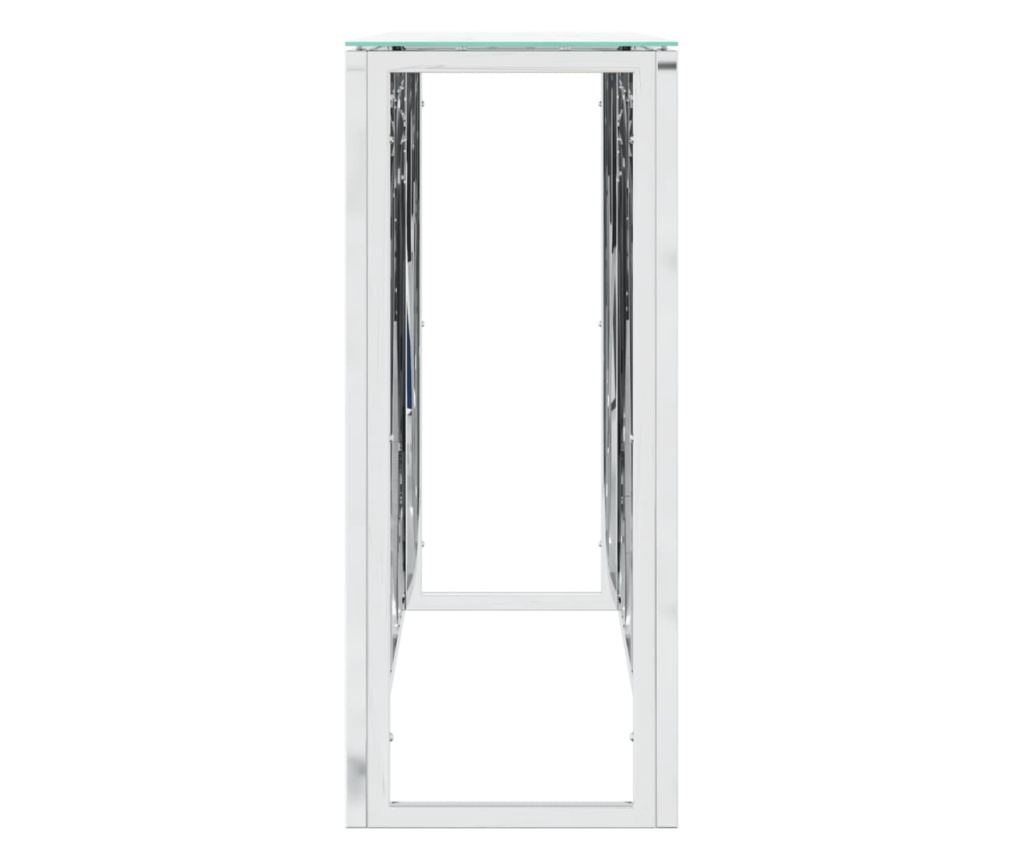 Konzolni stol, srebrni, 110x30x70 cm, nehrđajući čelik i staklo - 4