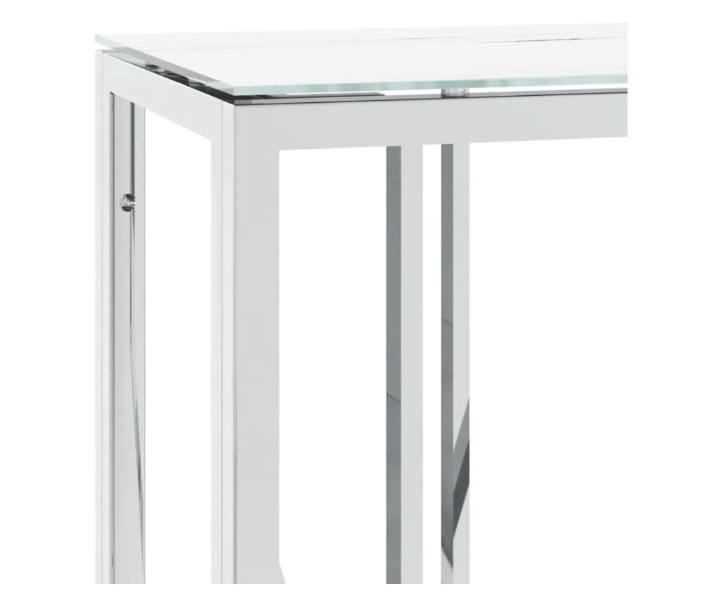 Konzolni stol, srebrni, 110x30x70 cm, nehrđajući čelik i staklo - 5
