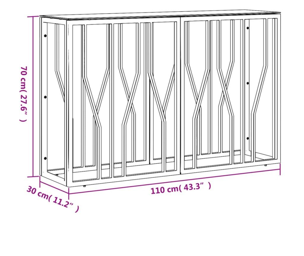 Konzolni stol, srebrni, 110x30x70 cm, nehrđajući čelik i staklo - 6