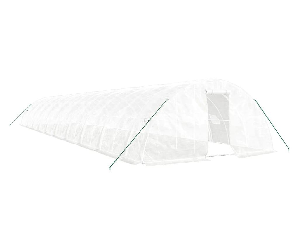 Оранжерия със стоманена рамка, бяла, 100 m², 20x5x2,3 m - 2