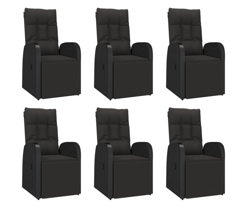 Комплект градински мебели, 7 части, Черен, Полиратан/Акациево дърво - 4