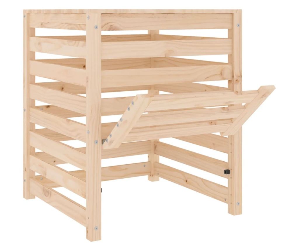 Компостер, 63,5x63,5x77,5 см, Масивна борова дървесина - 6