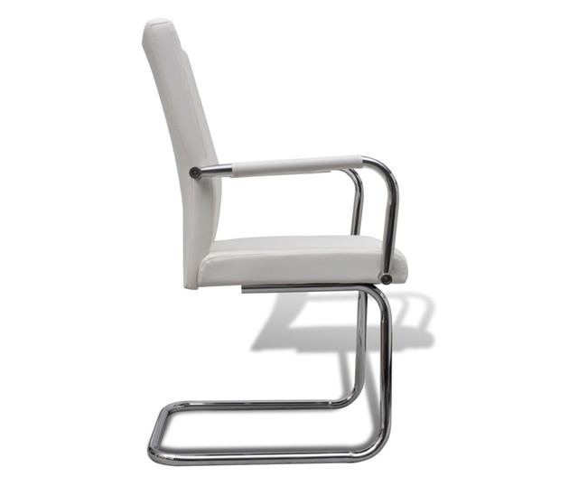 Konzolne kuhinjske stolice, komplet 4, bele, umetno usnje