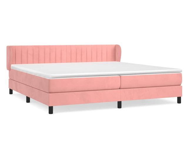 Боксспринг легло с матрак, розово, 200x200 см, кадифе