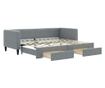 Daybed με επέκταση και συρτάρια, ανοιχτό γκρι, 80x200 εκ. ύφασμα thumbnail 2
