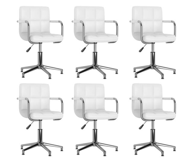 Vrtljivi jedilni stoli, 6 kosov, beli, umetno usnje