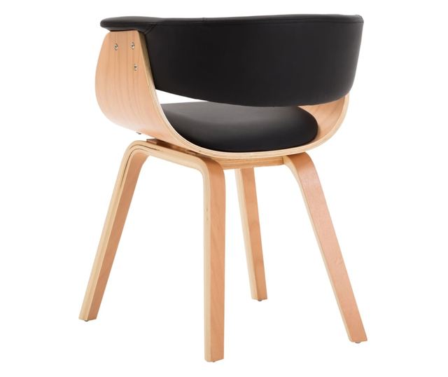 Kuhinjski stoli 2 kosa, črna, upognjen les in umetno usnje