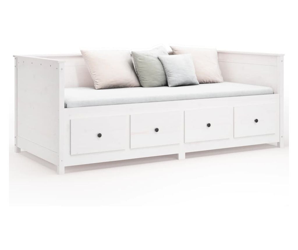 Daybed, Λευκό, 90x200 εκ., Μασίφ Πεύκο - 5