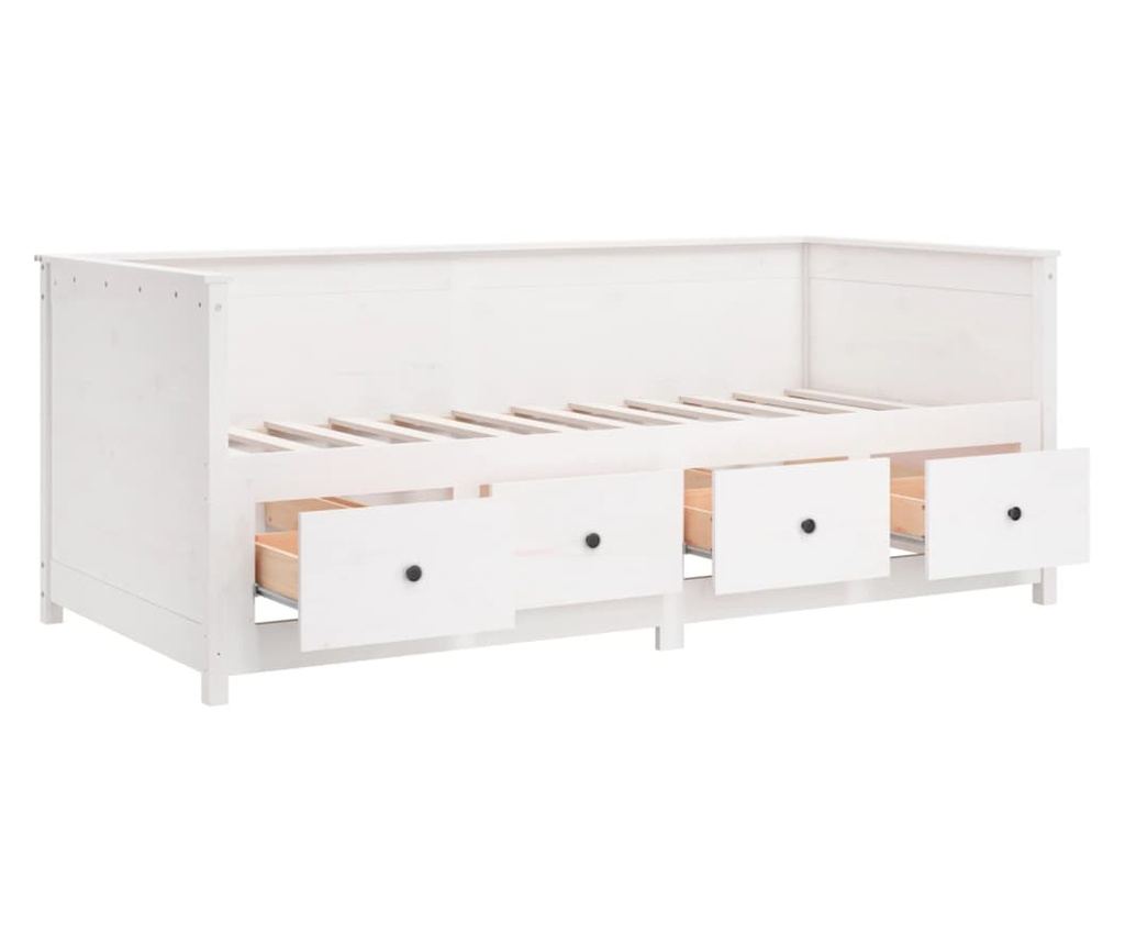 Daybed, Λευκό, 90x200 εκ., Μασίφ Πεύκο - 8