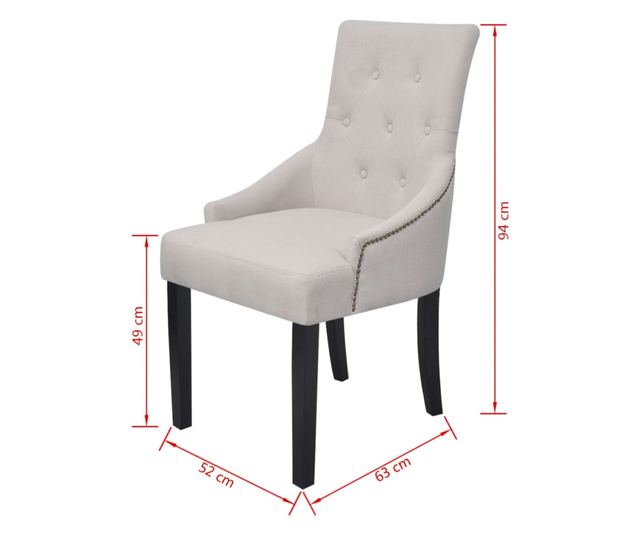 Jedilni stoli, 2 kosa, kremno siva, blago