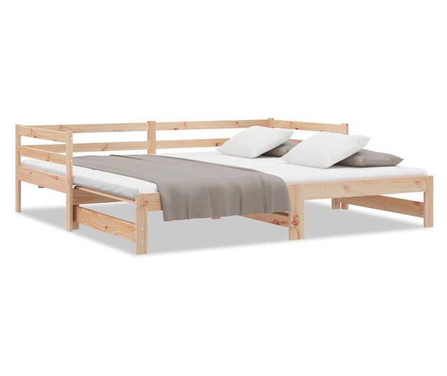 Разтегателно легло за дневна 2x(80x200) см Масивна борова дървесина