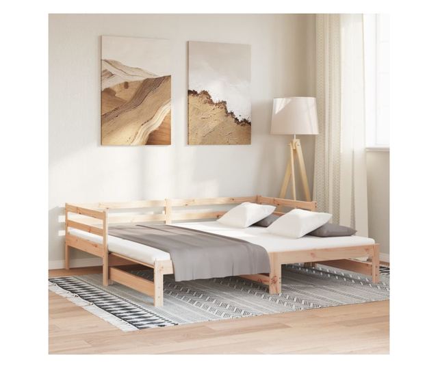 Разтегателно легло за дневна 2x(80x200) см Масивна борова дървесина
