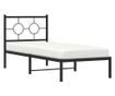 fekete fém ágykeret fejtámlával 80 x 200 cm