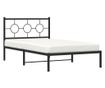 fekete fém ágykeret fejtámlával 107 x 203 cm