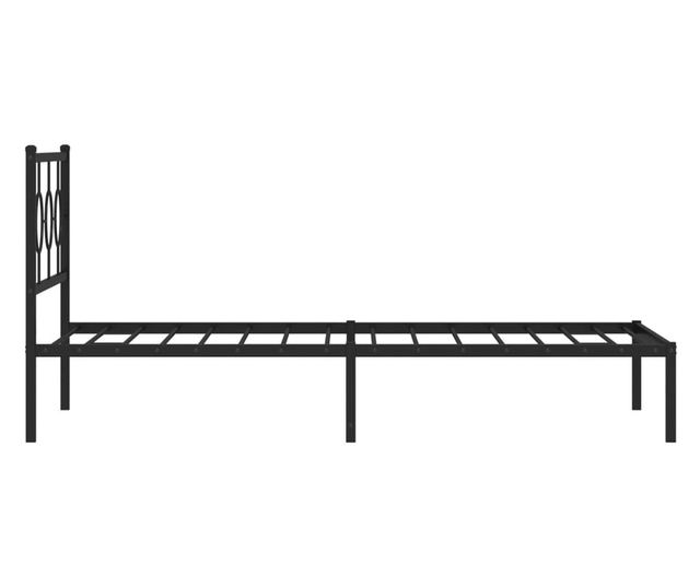 fekete fém ágykeret fejtámlával 107 x 203 cm