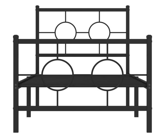 fekete fém ágykeret fej- és lábtámlával 75 x 190 cm