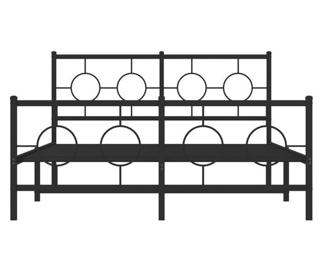fekete fém ágykeret fej- és lábtámlával 135 x 190 cm