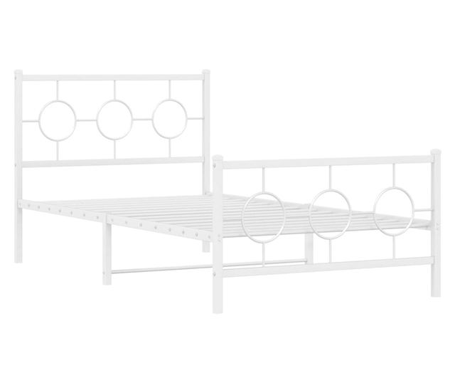 fehér fém ágykeret fej- és lábtámlával 100x200 cm