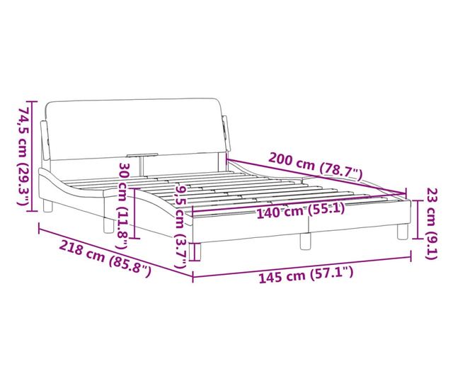 kék szövet ágykeret fejtámlával matrac nélkül 140x200 cm
