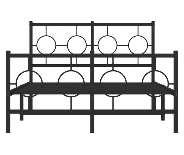 fekete fém ágykeret fej- és lábtámlával 120 x 190 cm