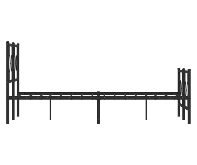fekete fém ágykeret fej- és lábtámlával 120 x 190 cm