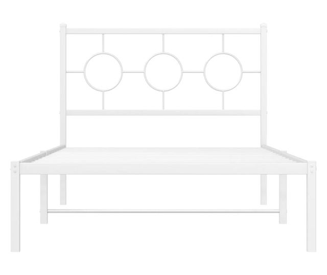 fehér fém ágykeret fejtámlával 100x190 cm