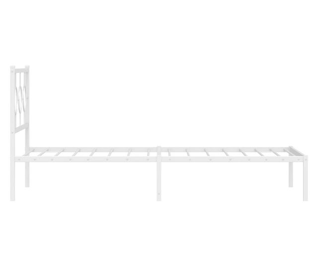 fehér fém ágykeret fejtámlával 100x190 cm