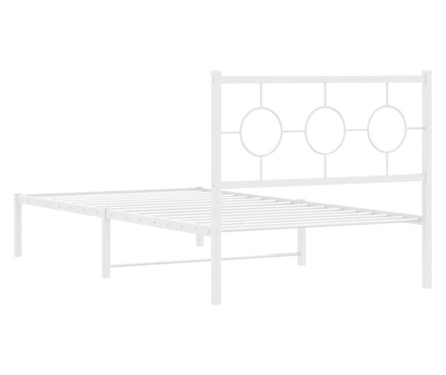 fehér fém ágykeret fejtámlával 100x190 cm