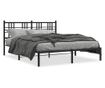 fekete fém ágykeret fejtámlával 160 x 200 cm