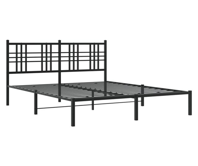 fekete fém ágykeret fejtámlával 160 x 200 cm
