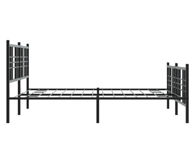 fekete fém ágykeret fej- és lábtámlával 150 x 200 cm