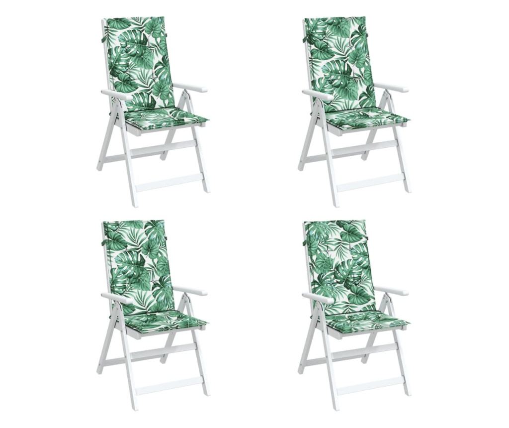 Jastuci za stolice visokog naslona, 4 kom, uzorak lišća, tekstil - 4