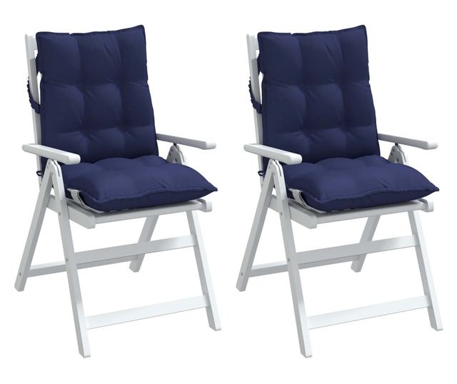 2 db tengerészkék oxford szövet alacsony háttámlájú székpárna