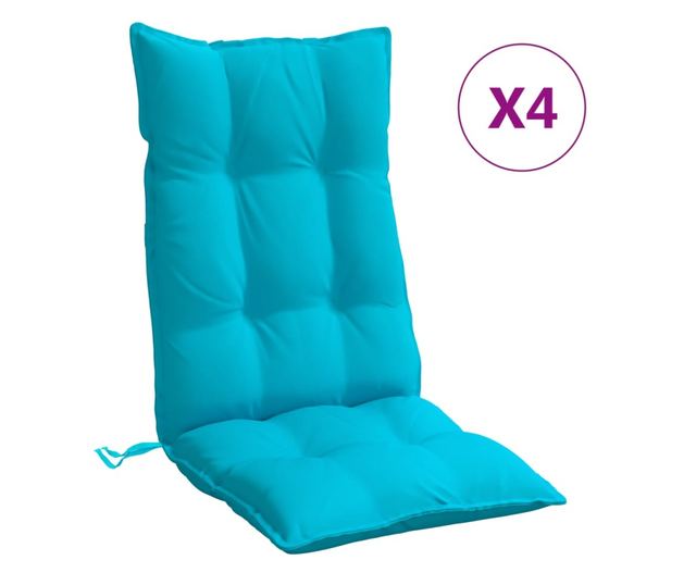 4 db türkizkék oxford szövet magas háttámlájú székpárna